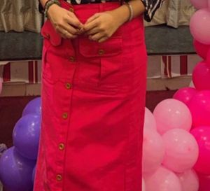 Coral Button Down Maxi Skirt