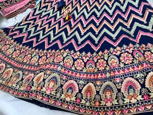 Navy Blue Embroidered Lehenga Set