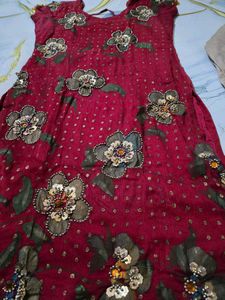 Elegant Red Floral Kurta Set