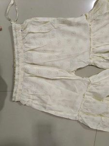 Tiered White Cotton Sharara