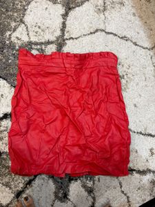 Faux leather paperbag skirt from river island