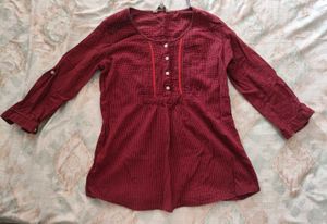 Red Checked Tunic Top