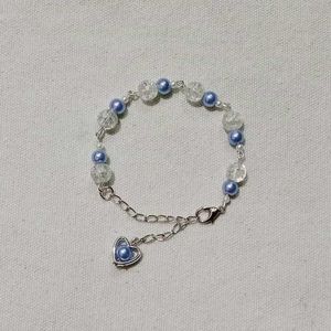 Blue Pearl Heart Charm Bracelet