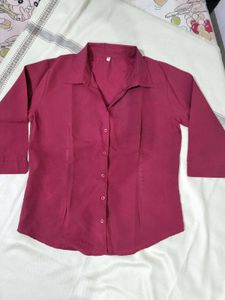 Maroon Red Abstract Shirt Women