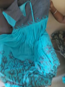 Cyan Color Long Frock