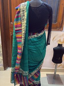 Silk Green Saree With Stretchable Blouse