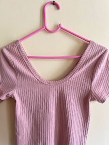 Cute Pink Ribbed Crop Top