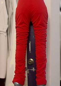Pintrest Red Ruched Detail Leggings