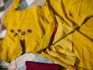 Yellow Kurti with Red Pants