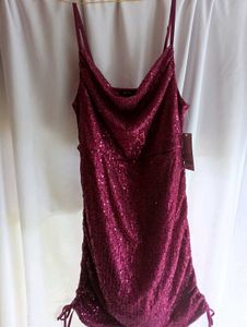 Pink Sequin Mini Dress