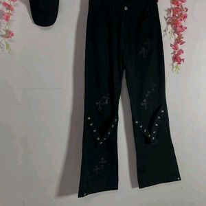 Embellished Black Flare Jeans