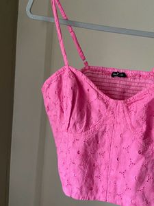 Pink Eyelet Corset Top