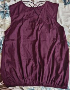 Marron Sleeveless Top With Beautiful Back Details