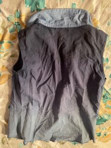 Beautiful Beaded Coller Light Denim Top