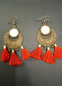 Red Tassel Earrings