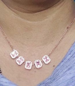 925 SS necklace with pink solitaires