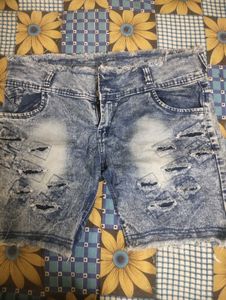 Ripped Denim Shorts