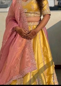 Elegant Yellow &amp; Pink Lehenga Choli