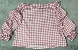 FAB ALLEY - Gingham Off-Shoulder Top