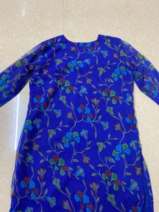 Blue Floral Embroidered Kurti ( Price Negotiable )