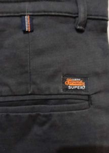 SUPERDRY Men Regular Fit Cotton Silk Trousers