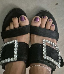 Carwalk Black Heels with Rhinestones