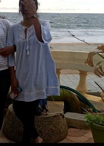 ZARA EMBROIDERED LIGHT BLUE TUNIC DRESS