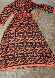 Patterned Orange &amp; Black Kurti