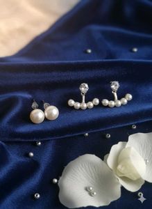 New 2 Pearl &amp; Crystal Earring Set