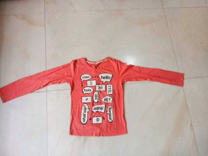 Hello Around The World - Peach Full Sleeve Top