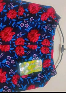 Navy Blue Legging Pink Floral Print For 28 Waist