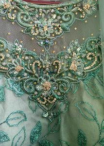 Beautiful Mint Green Embroidered Gown with Dupatta