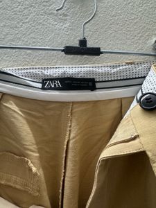 Beige Wide Leg Trousers