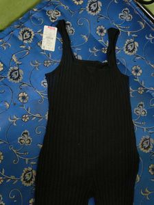 Black Ribbed Jumpsuit