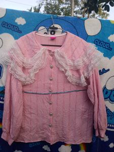 Korean Cute 🎀💕😍Pink Lace Blouse