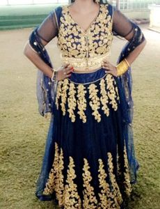 Blue and Gold Embroidered Lehenga