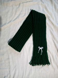 Handmade crochet Green Scarf with bow