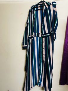 Multicolour Striped Long Maxi Dress For Women