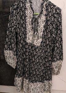 Black & White Diamond Print Dress