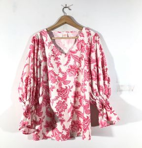 Floral Blouse with Balloon Sleeves