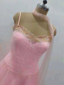 Elegant Blush Pink Tulle Gown - Prom &amp; Formal