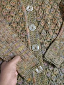 Vintage 70s Thick Cable knit Cardigan sweater