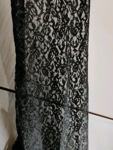 Black Maxi Dress With Laced Sleeves Of Size - Xl.