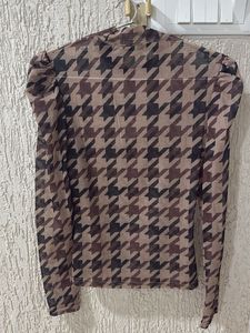 Houndstooth Sheer Top