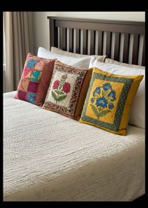 Set Of 3 Vintage Patchwork Throw Pillow