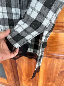 Zara Check Long Shirt Top