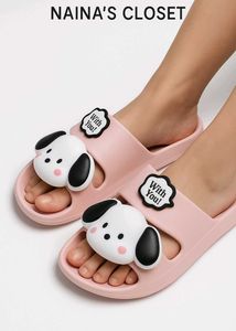 Kawaii Puppy Slides For Women - Soft Pink |