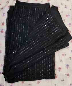 Elegant Black Sequin Saree