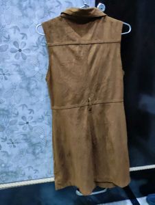 Brown Sleeveless Mini Dress
