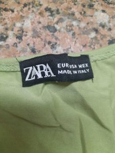 Zara Sea Green  +v Neck Brown Top Combo